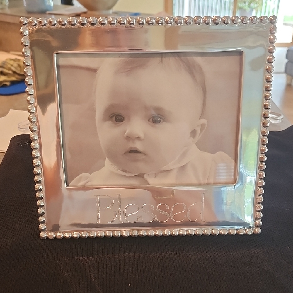 Mariposa Silver Beaded 'Blessed' Frame